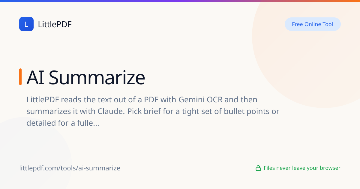 AI PDF Summarizer — Free Online