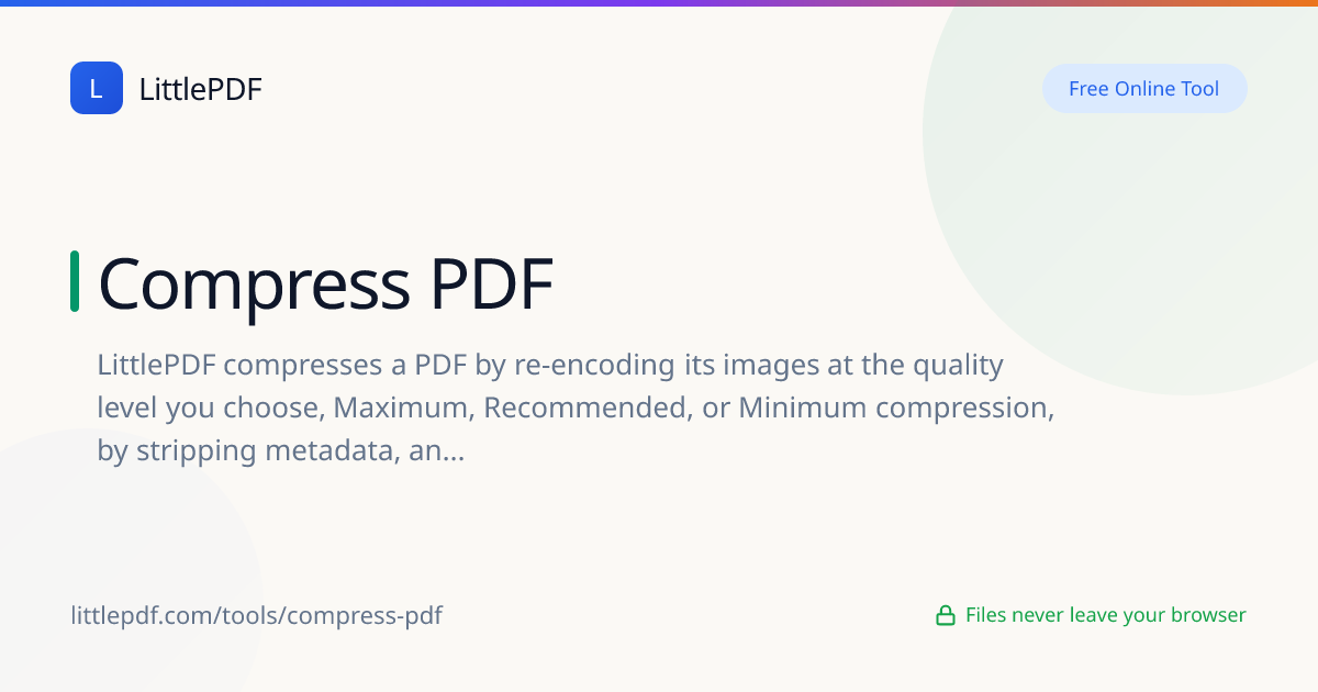 Compress PDF — Reduce File Size Free