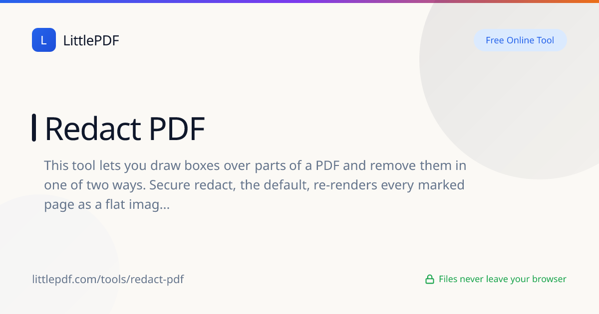 Redact PDF — Remove Sensitive Info Free