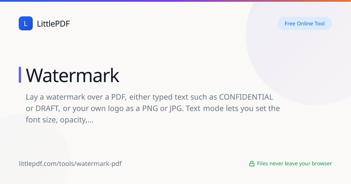 Add Watermark to PDF — Free Online